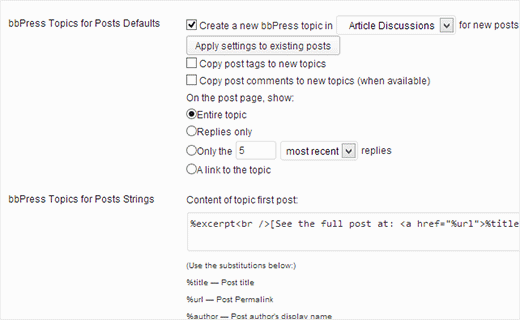 bbPresione la configuración de discusión 