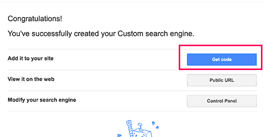 Obtener código para su motor de búsqueda personalizado de Google 