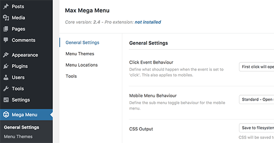 Configuración de Mega Menu 