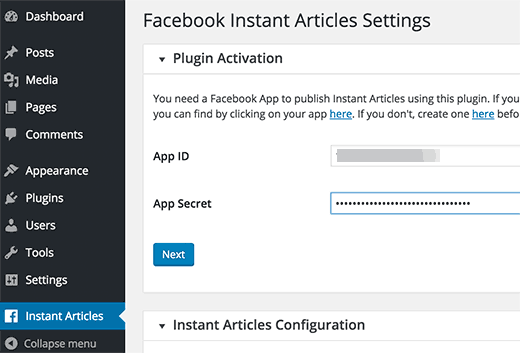 configuración de plugin 