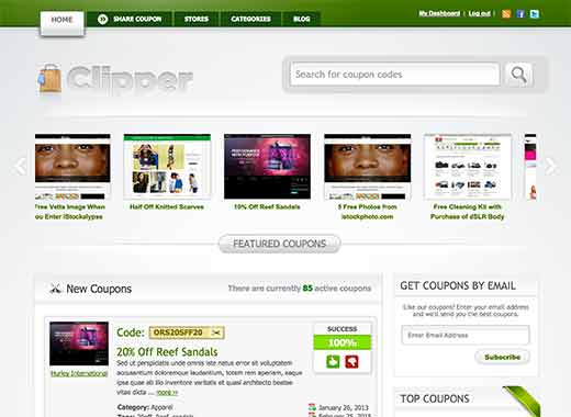 Tema de cupones Clipper para WordPress 