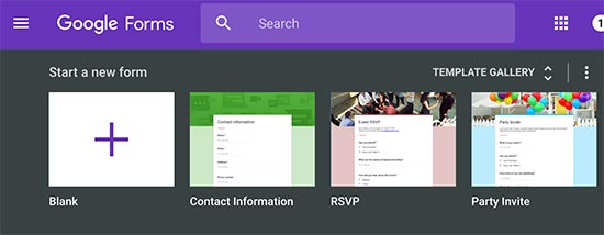 Crear un nuevo formulario en Google Forms 