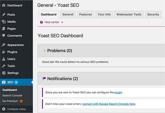 Plugin Yoast SEO instalado 