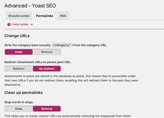 Permalink relacionados con la configuración en WordPress SEO Plugin 