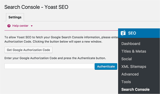 Conéctese a Google Search Console desde Yoast SEO 