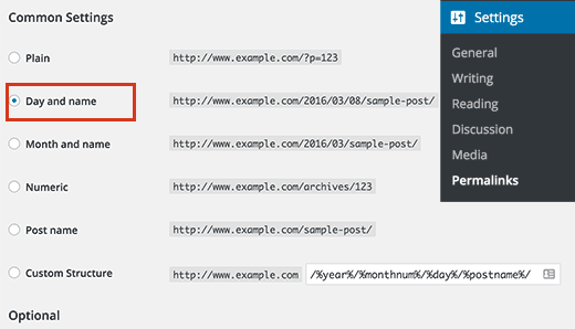 Configuración de enlace permanente en WordPress 