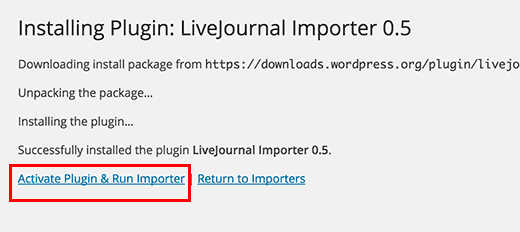 Activar y ejecutar el importador LiveJournal 