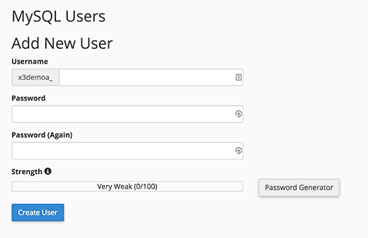 Agregar un nuevo usuario de MySQL 