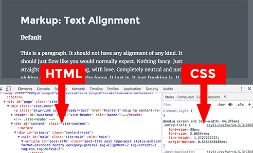 Paneles HTML y CSS en la ventana Inspeccionar 