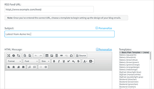 Configurando RSS al boletín 